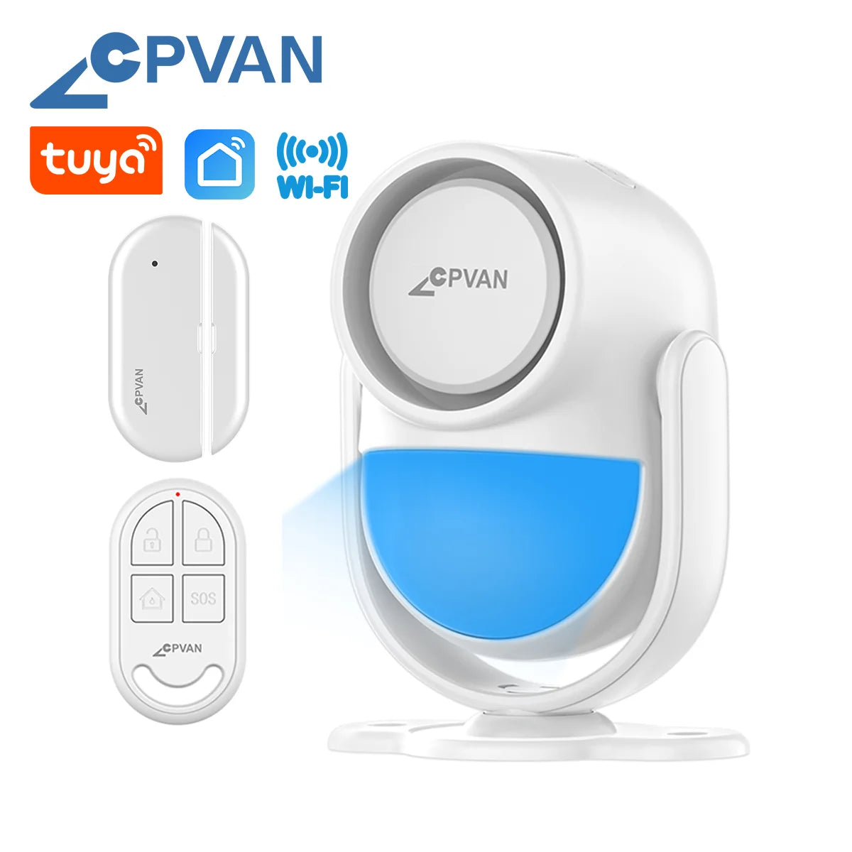 CPVAN Smart RV Alarm System With remote control and door sensor wireless WIFI Tuya Motion sensor Alarm 120dB motion detector