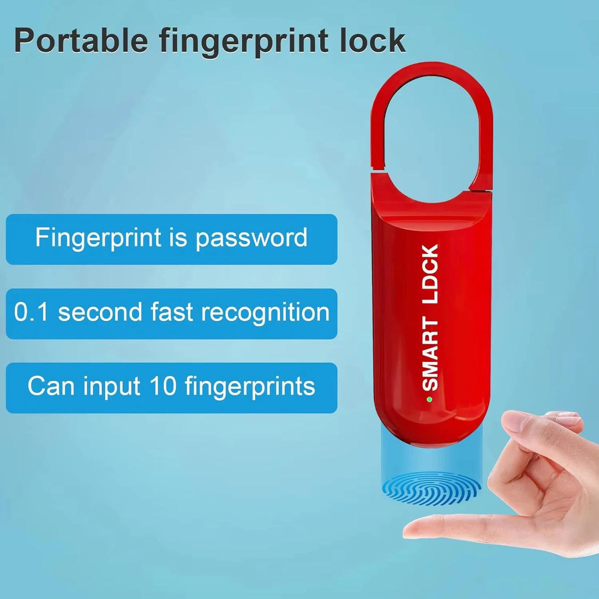 Mini Smart Fingerprint Lock Biometric Keyless Thumbprint Padlock School Gym Locker Small Rechargeable Electronic Locks