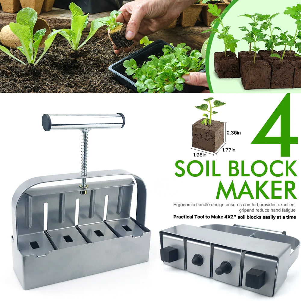 Appareil portatif à semis de poche pour bloc de terre de 4, outil de blocage de 2 pouces pour sols, utilisé pour semis, serre, jardinage, fournitures