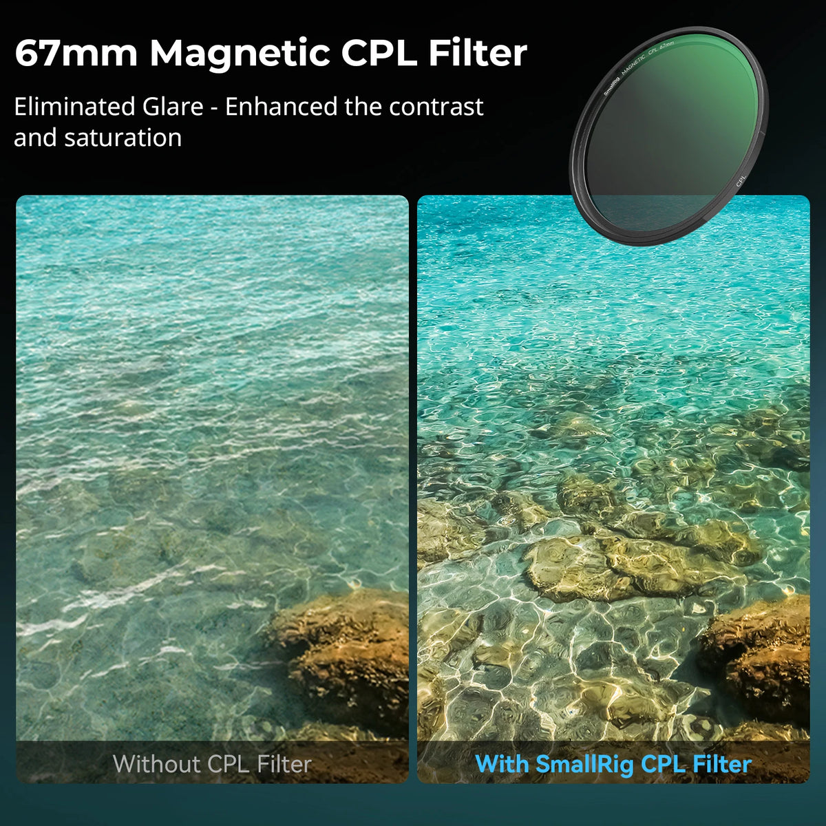 SmallRig 5-in-1 Attachable Magnetic Filter Kit VND 2-32 & CPL & 1/4 Effect Black Mist (67mm) with Threaded Adapter Ring -4726