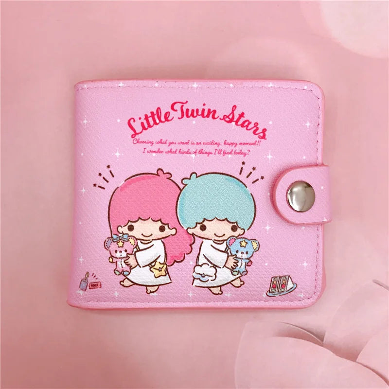 Sanrio Hello Kitty Cinnamoroll My Melody Kuromi New Pu Casual Money Bag Coin Purse Card package Wallet With Buttons 