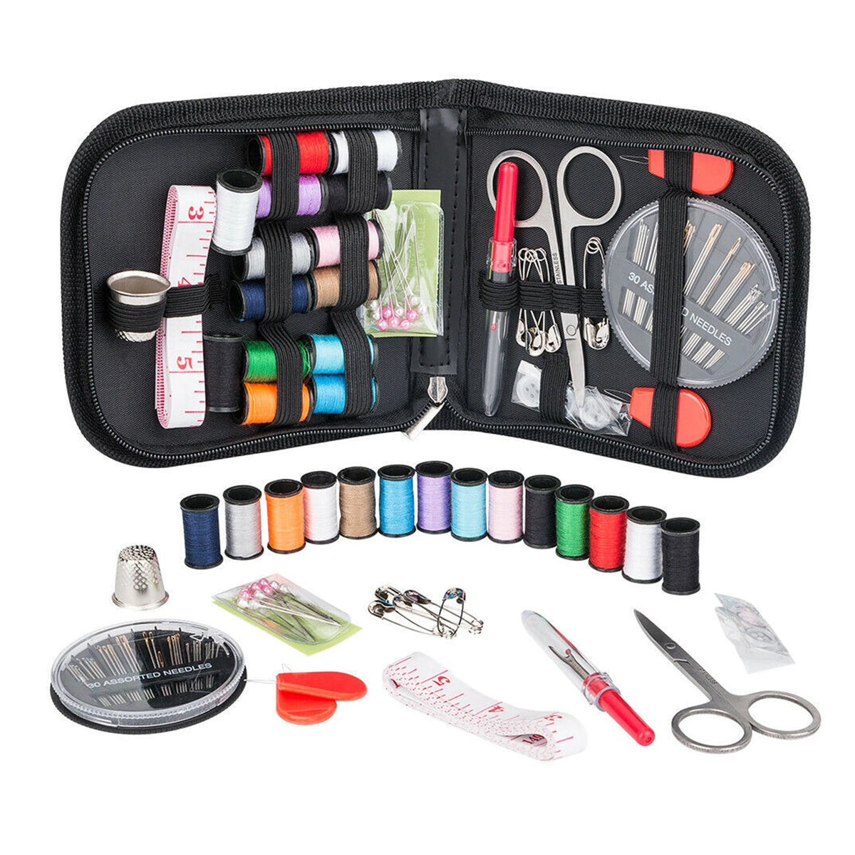 68-Piece Portable Sewing Kit with Zip Case