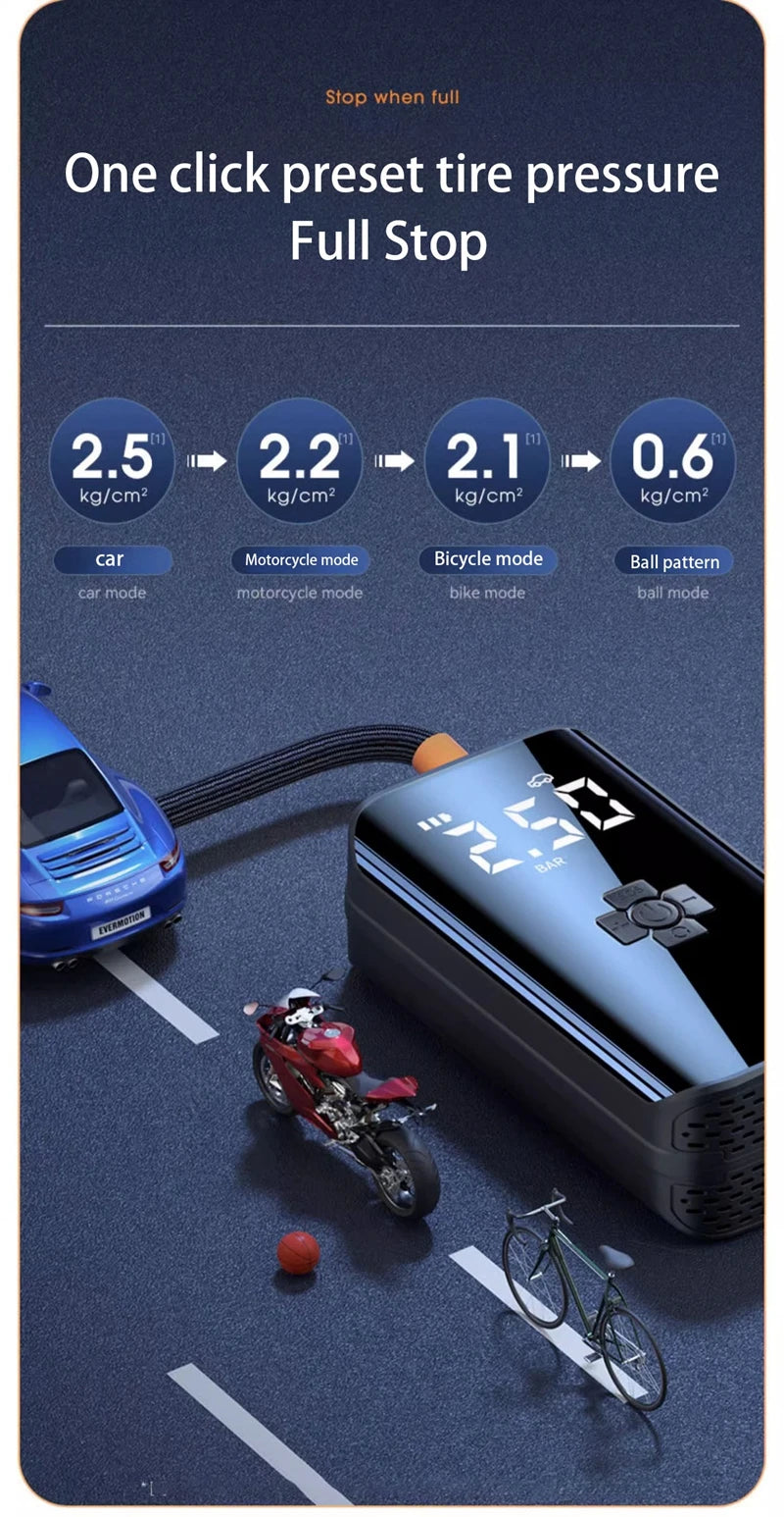 Wireless Air Compressor Portable Universal Electric Air Pump Tire Sensor Mini Inflatable Treasure for Car Motorcycle Basketball