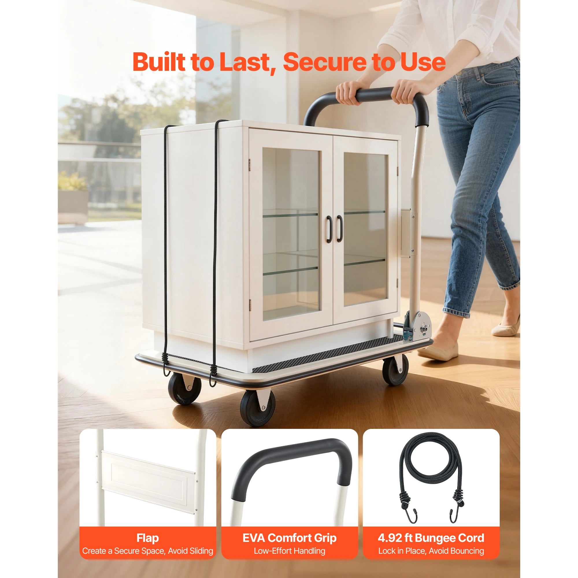 SucceBuy 330/660 lbs Foldable Push Cart Dolly with Swivel Wheels Moving Platform Truck Push Handle Flatbed Cart for Easy Storage