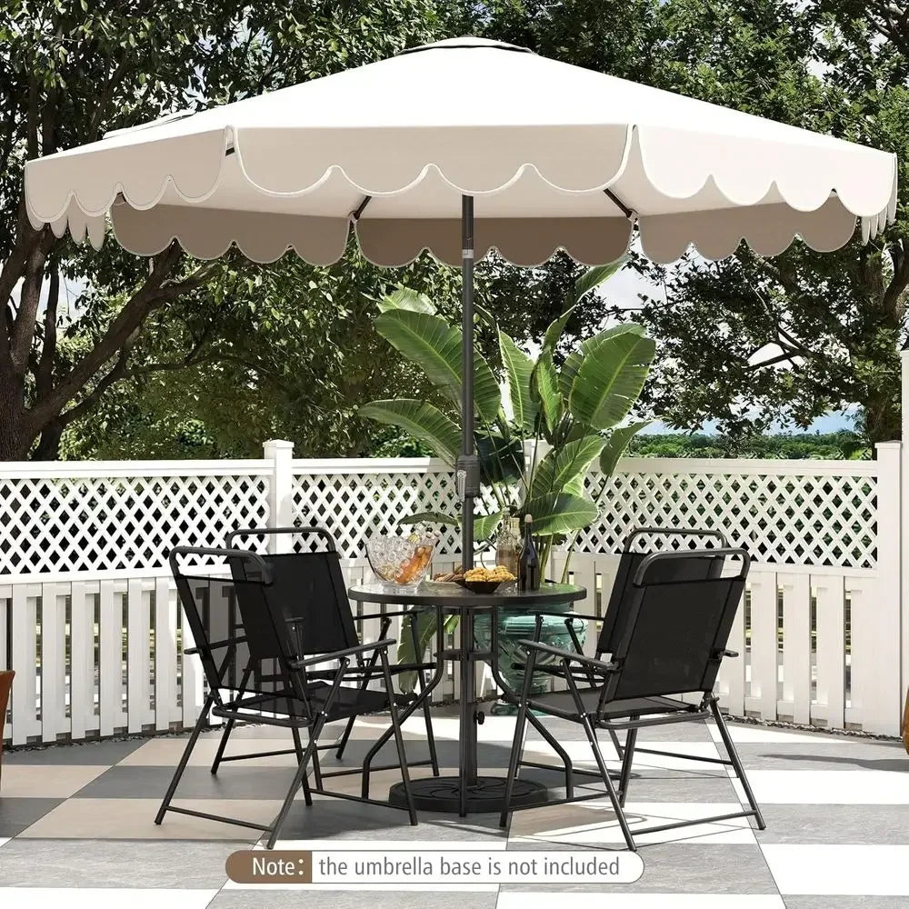 10-Foot 2-Tier Scalloped Patio Umbrella with Crank and 8 Ribs