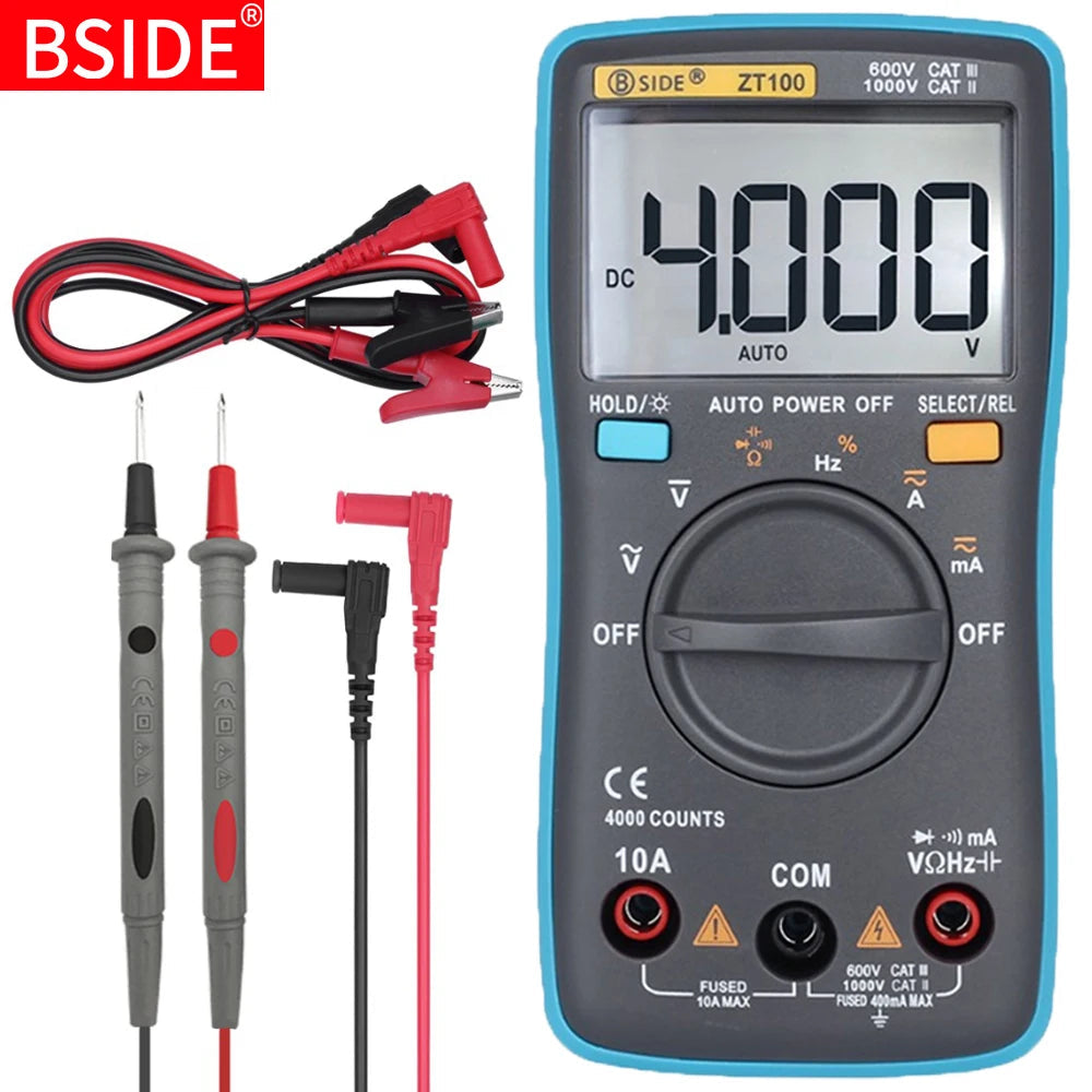 Digital Multimeter ZT100 4000 counts DC/AC Voltage Current Capacitance Hz Diode Ohm tester Ammeter Voltmeter Backlight