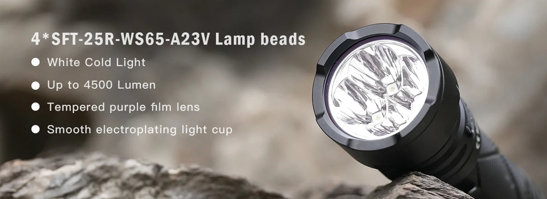 4500LM LED Flashlight USB-C Rechargeable 21700