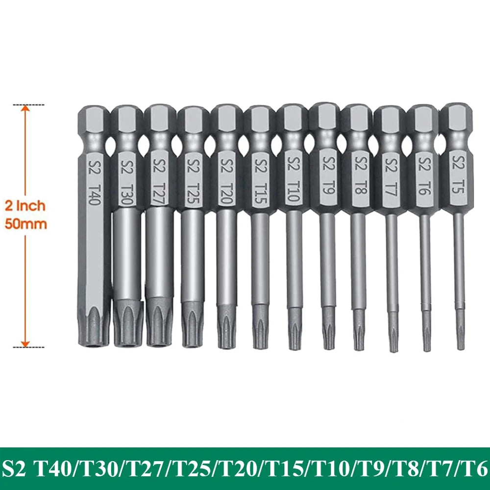 11 PCS Torx Security Bit Set S2 Steel Magnetic Security Screwdriver Set 50/100mm Star Screwdriver Set for Shark Vacuum T6-T40