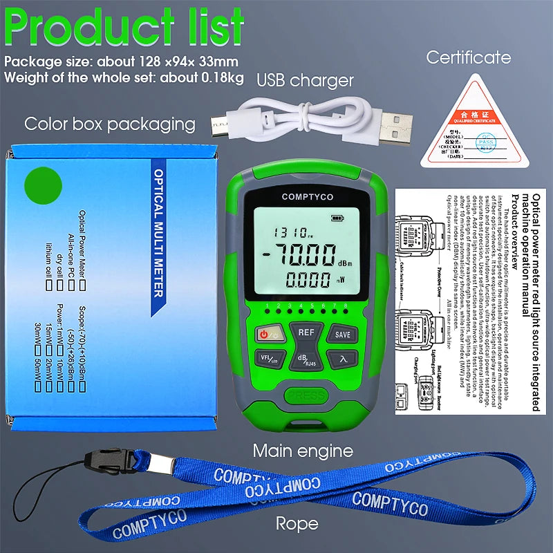 Rechargeable Fibre and RJ45 Test Tool - Model Options