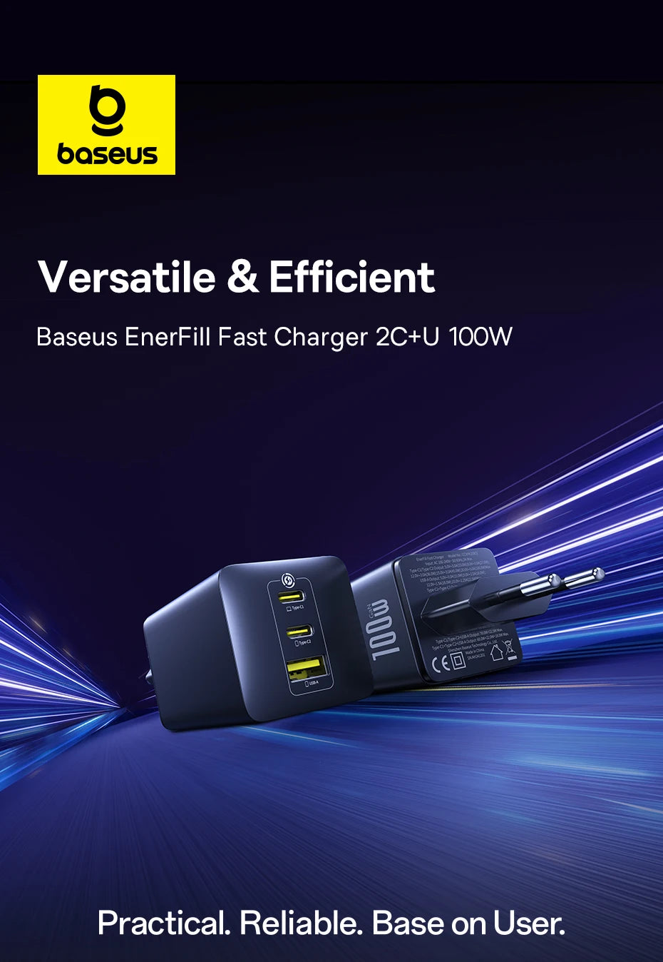 Baseus 100W GaN Fast Charger 2C+U
