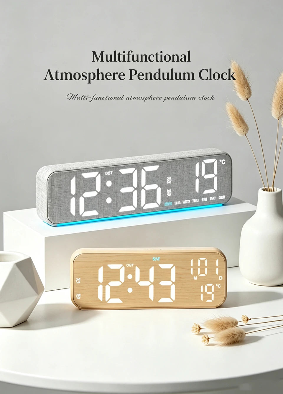 Wood-Style Digital Dual Alarm Clock