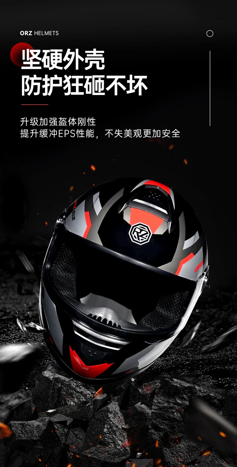 ORZ Full Face Motorcycle Helmet DOT Approved, Unisex ABS+PC