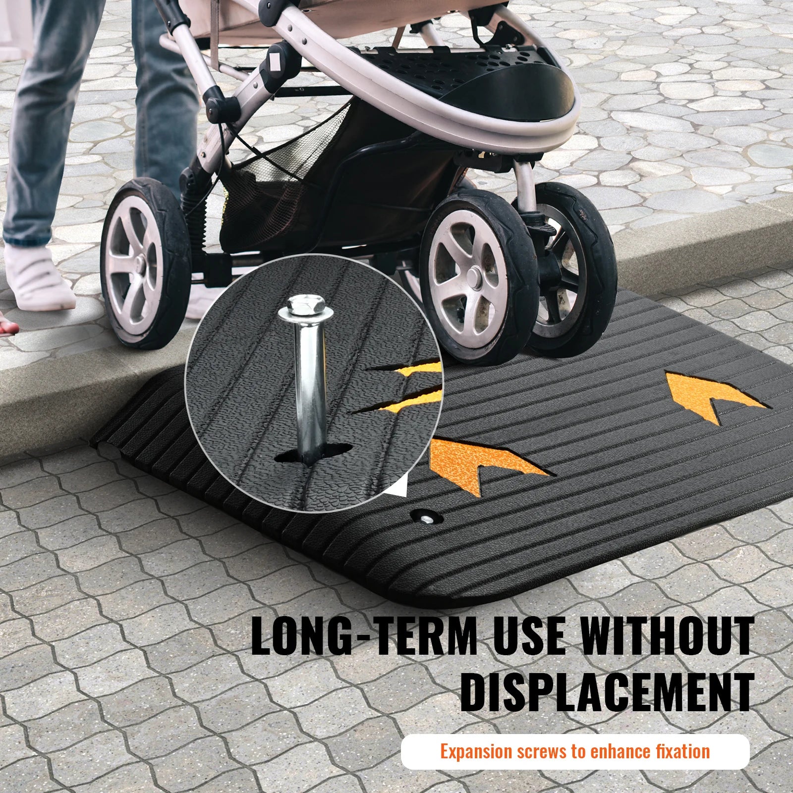 Rubber Driveway Curb Ramp 4" Rise Non-Slip Threshold for Wheels