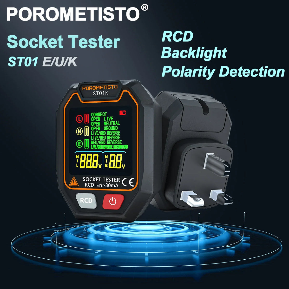 ST01 Digital Socket Tester with RCD/GFCI Test