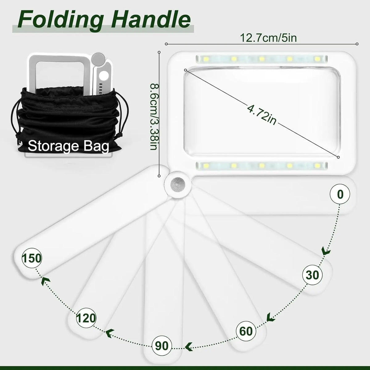 Large Rectangular LED Reading Magnifier