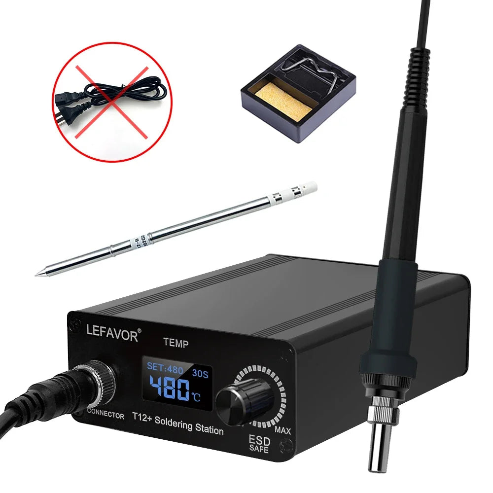 T12 75W Digital Soldering Iron StationTips Welding Rework Station temperature adjustable control microcontroller