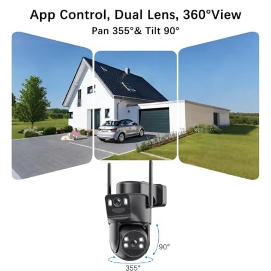 Outdoor Solar Security Camera Kit with 4K Dual-Lens 360 PTZ