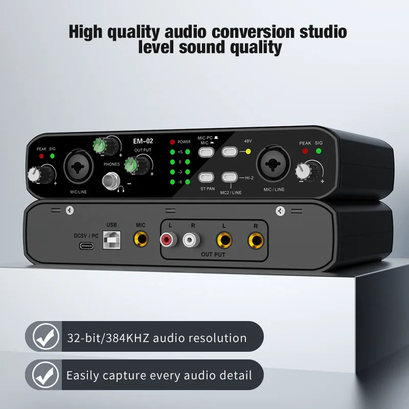 EM-02 USB Audio Interface met Microfoonvoorversterker