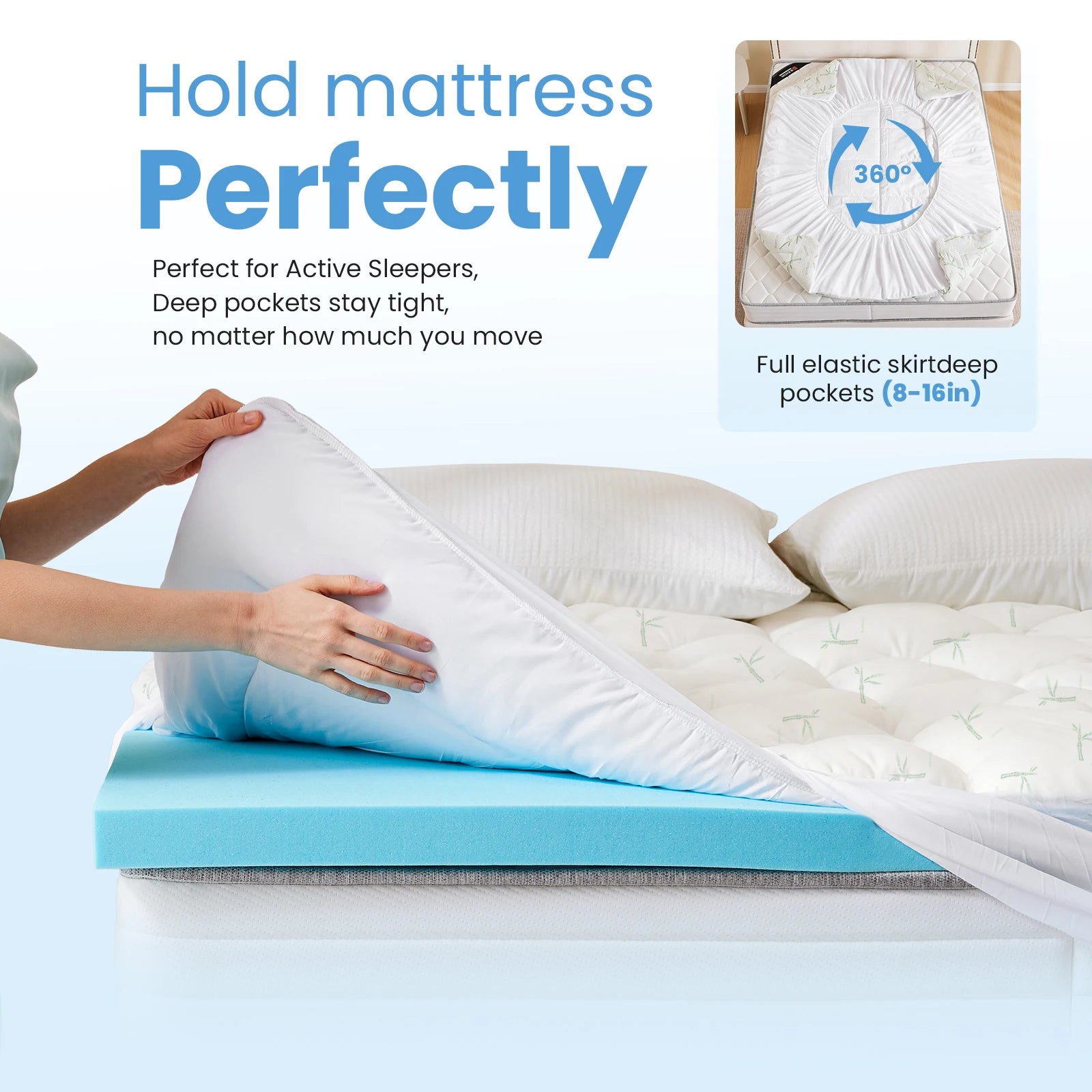 Gel Memory Foam Mattress Topper Full Size Cooling Breathable Pad