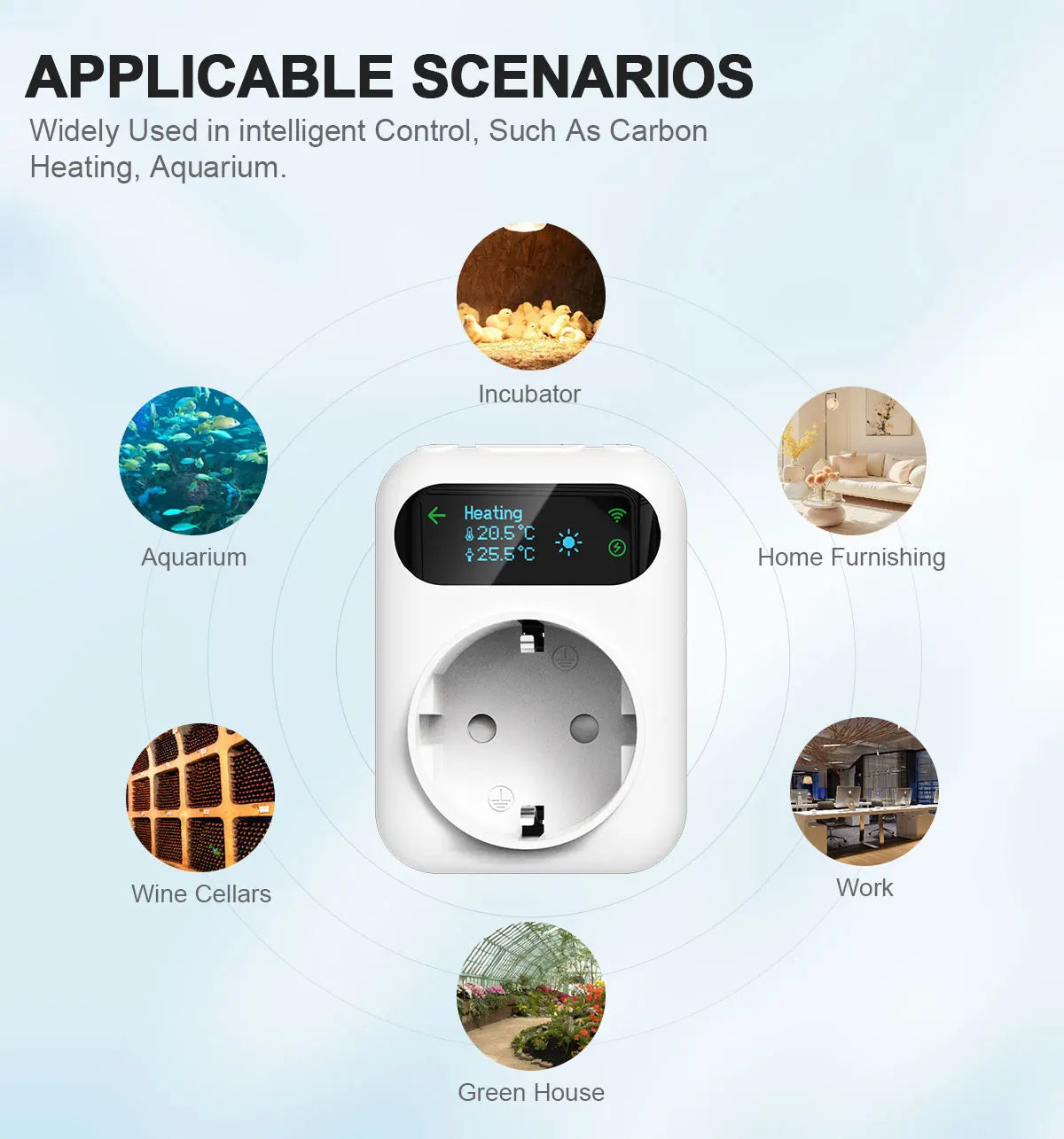 Tuya WIFI Digital Thermostat Socket 16A Outlet Plug Remote Temperature Controller Timer Switch Cooling Heating 3M NTC Sensor