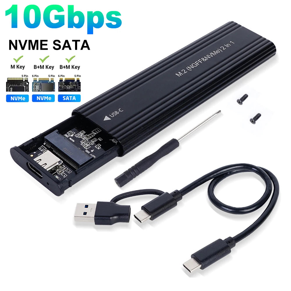 M.2 SSD USB Enclosure - NVMe and SATA Options