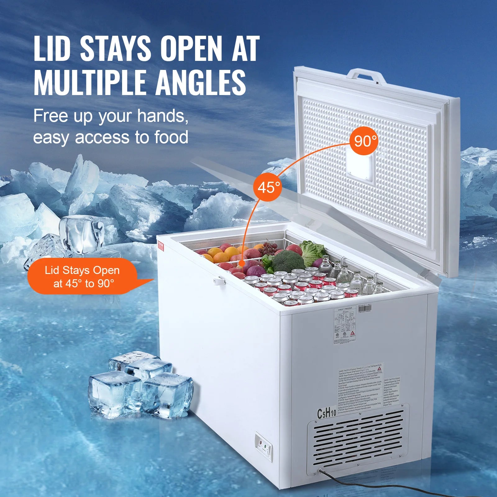 12.8 Cu.ft Chest Freezer with Baskets, Lock Lid & Adjustable Temp
