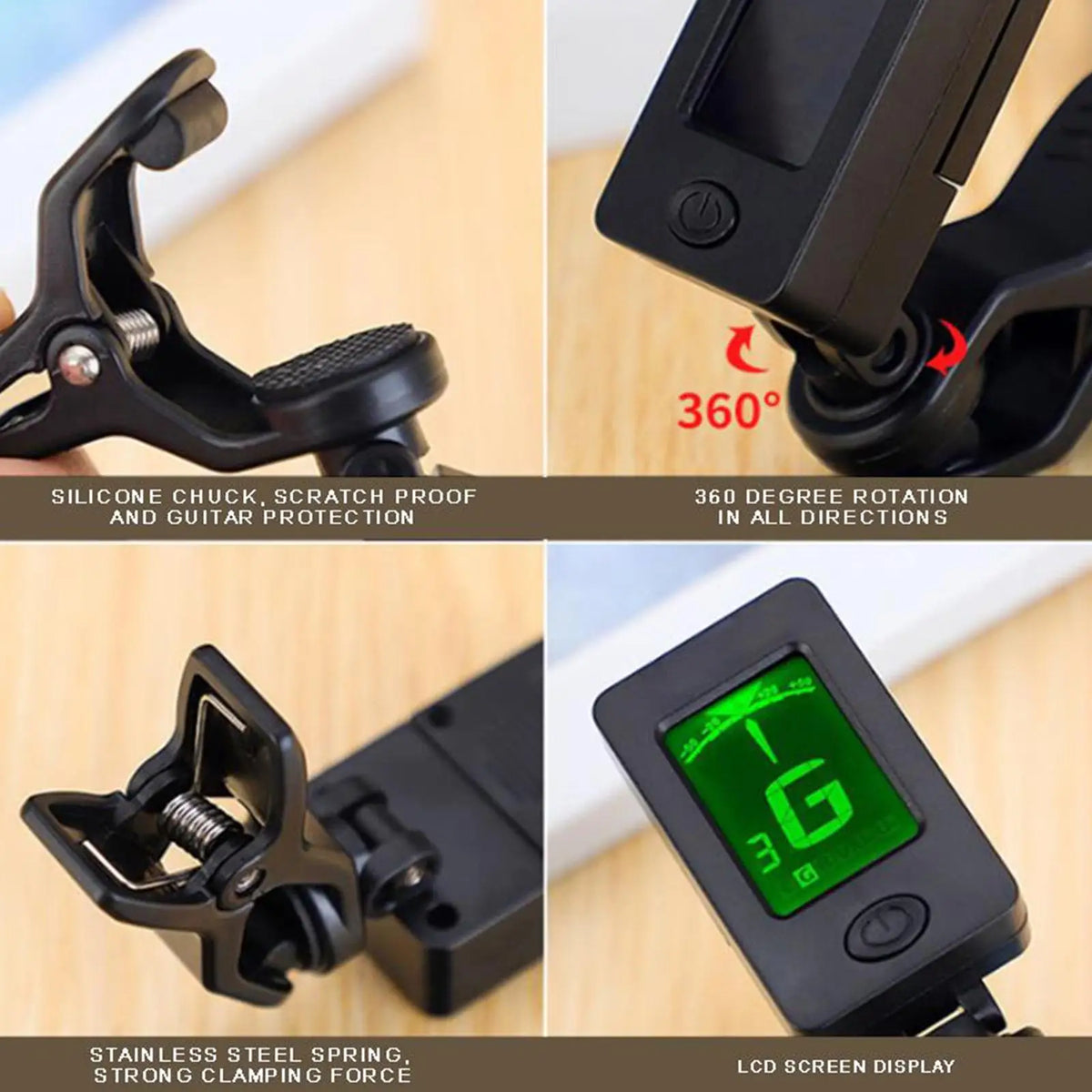 Clip-On Digital Instrument Tuner with LCD
