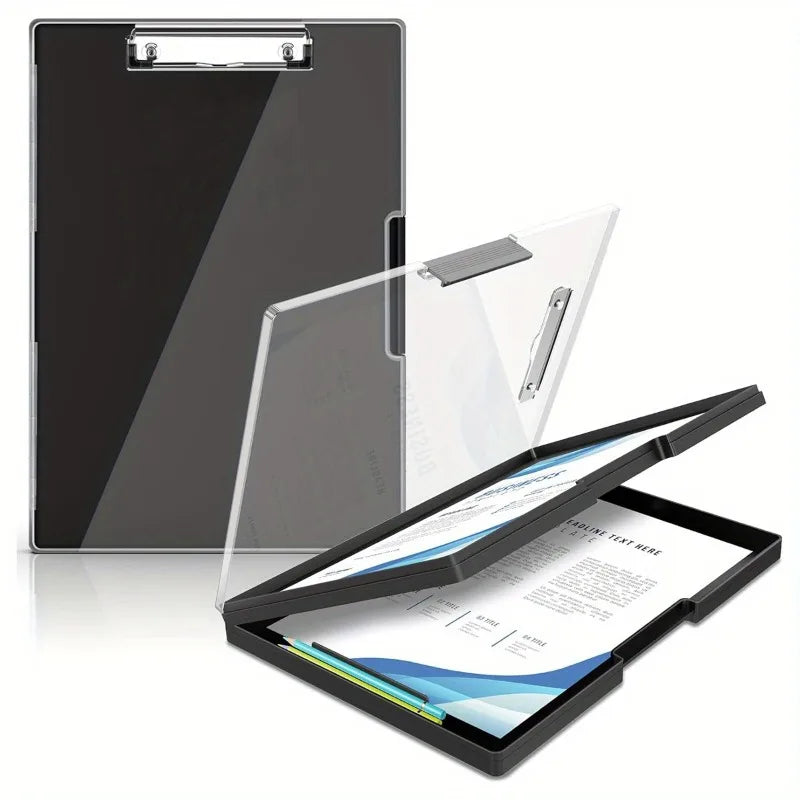Storage Clipboard with Clear Top Panel and Two Boxes