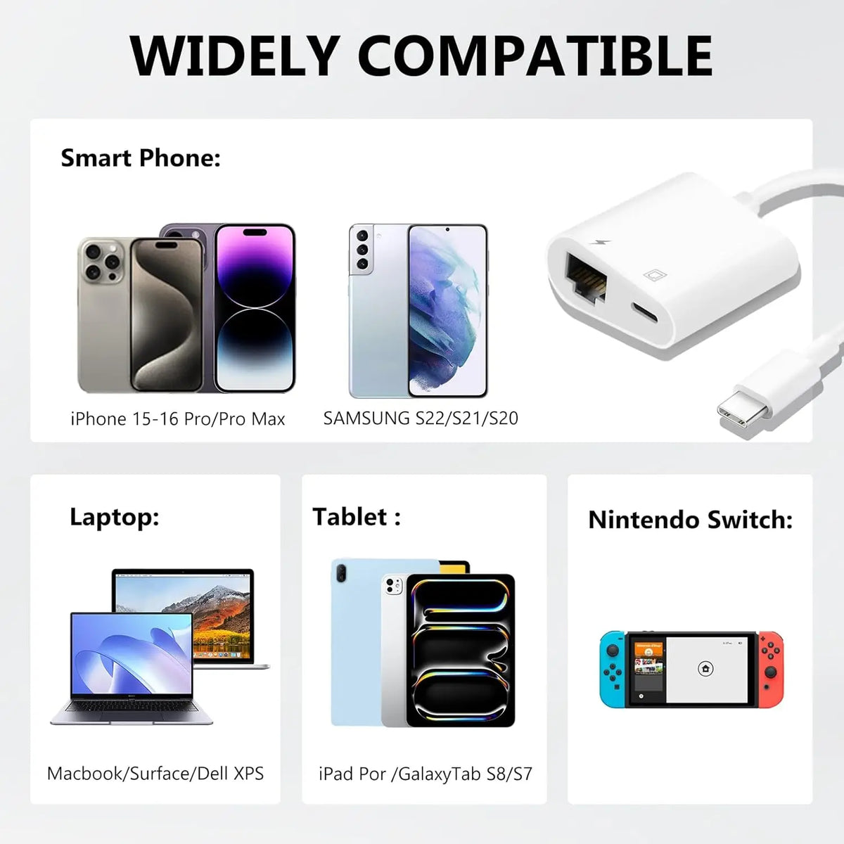USB-C-Ethernet-adapter med 60 W PD-ingång