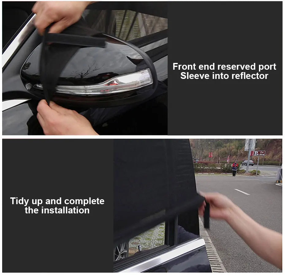 SEMETAL Car Window Shade Side Window Sun Shade Breathable Mesh With Zipper Car Window Screen Covers Universal Fit for Mos Cars