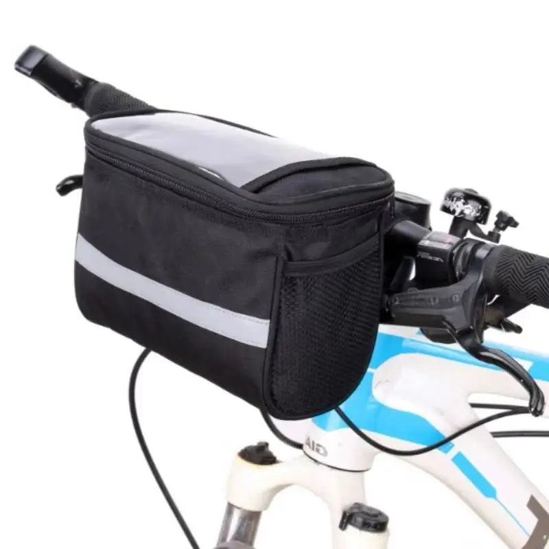 Bolsa para guiador de bicicleta com compartimento transparente para telemóvel/mapa