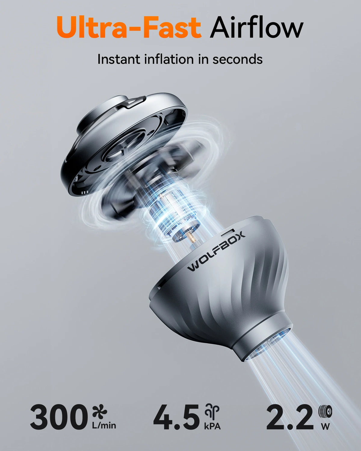 WOLFBOX MFMINI luftpump trådlös kompressor camping uppblåsbar deflate säng mattor flytande livboj bärbar utomhus inflator pump