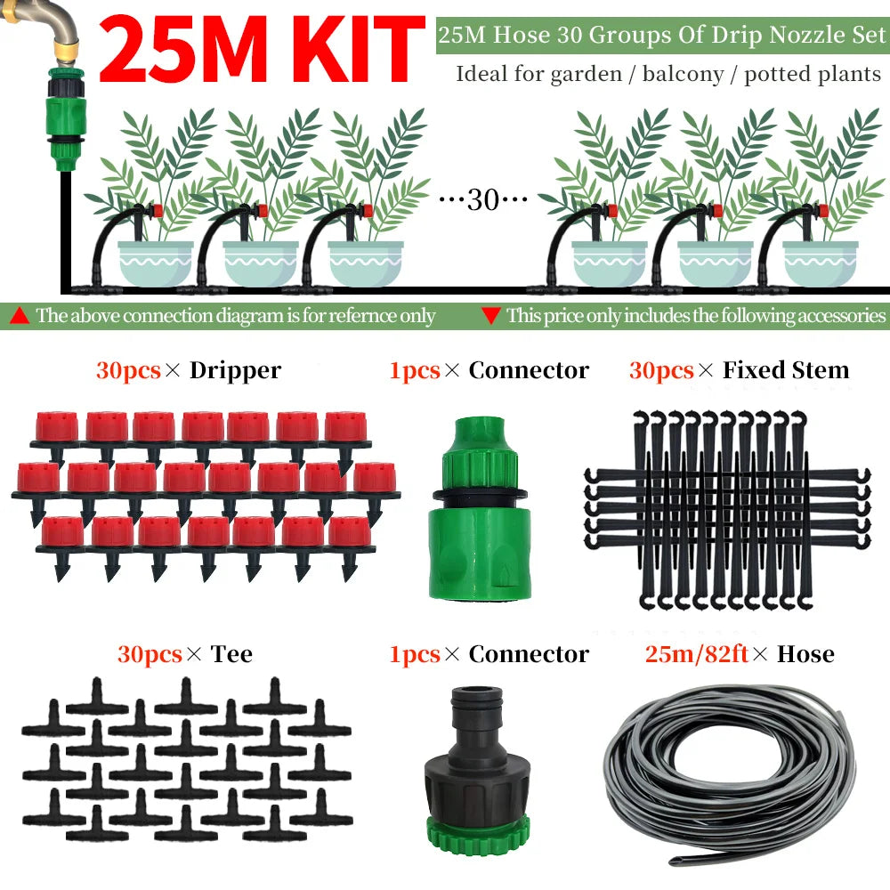 Adjustable Drip Irrigation Kit for Gardens | 15–30m Options