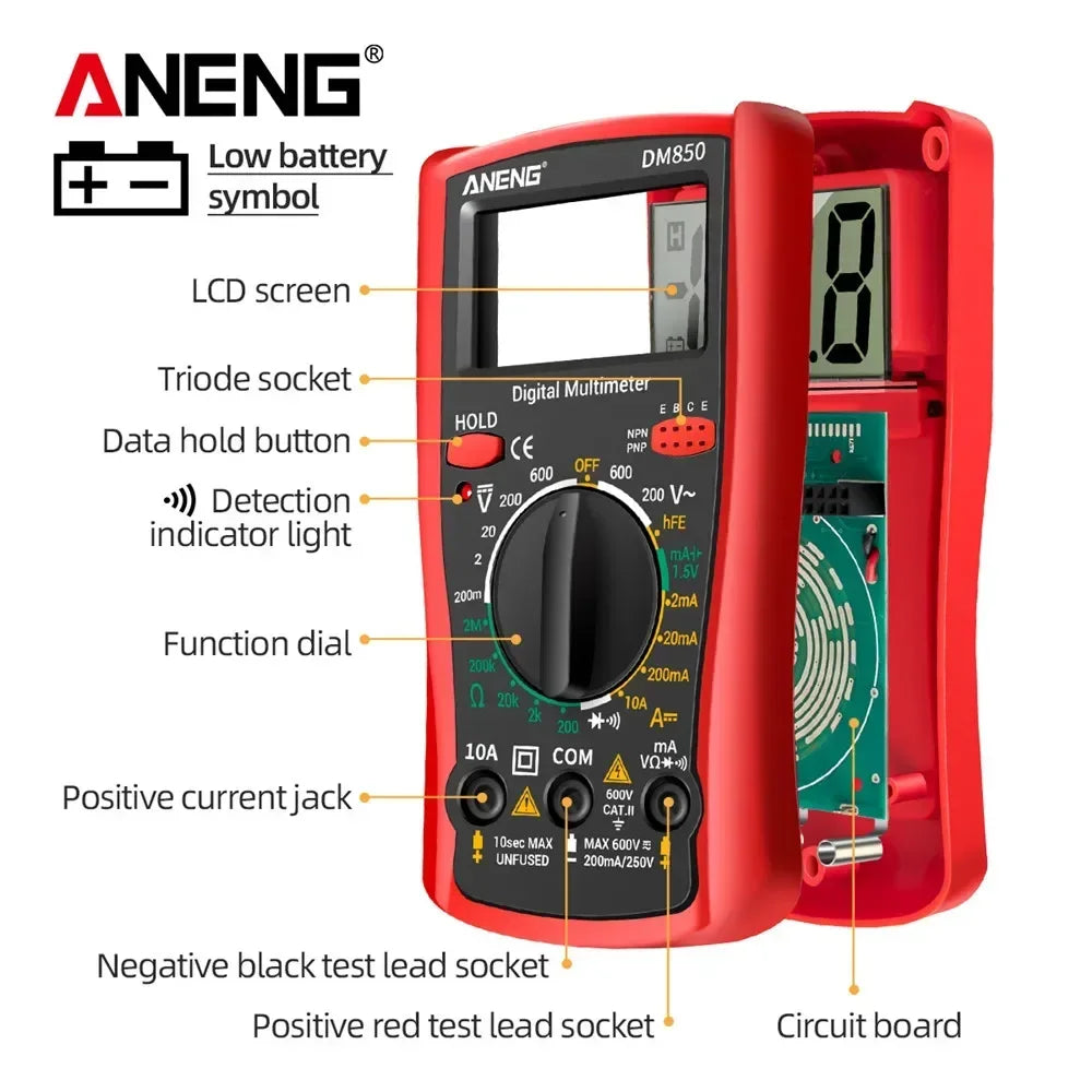 Digital Multimeter Professional 1999 Counts ANENG DM850 AC/DC Votage Current Tester Eletric Automatic Ohm Ammeter Detector Tools