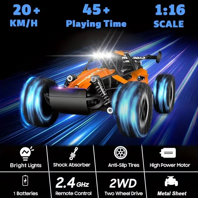 Terénne RC auto s pohonom 2WD a LED svetlami, mierka 1:16