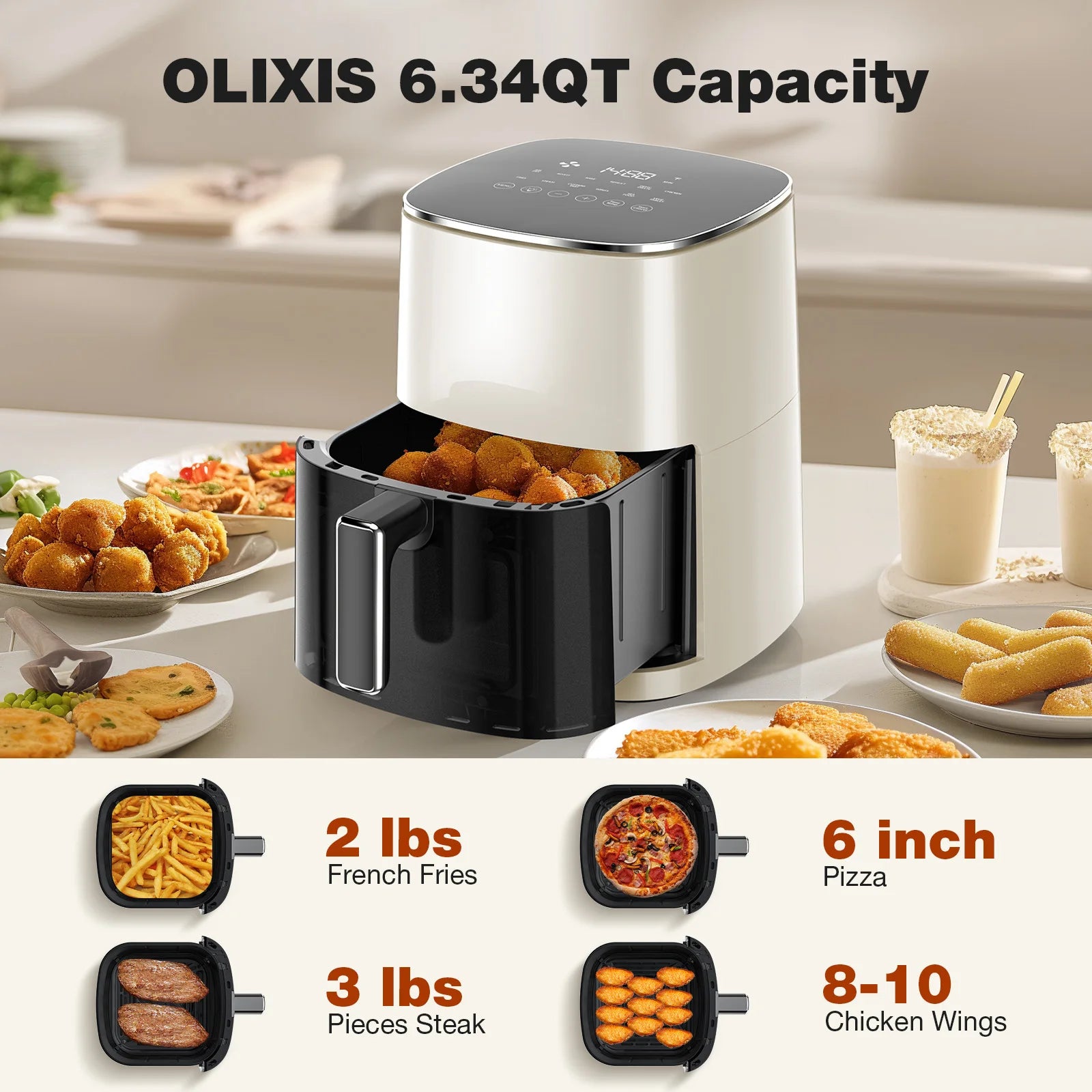 6QT Air Fryer with Window, 12-in-1 Cooking up to 400°F