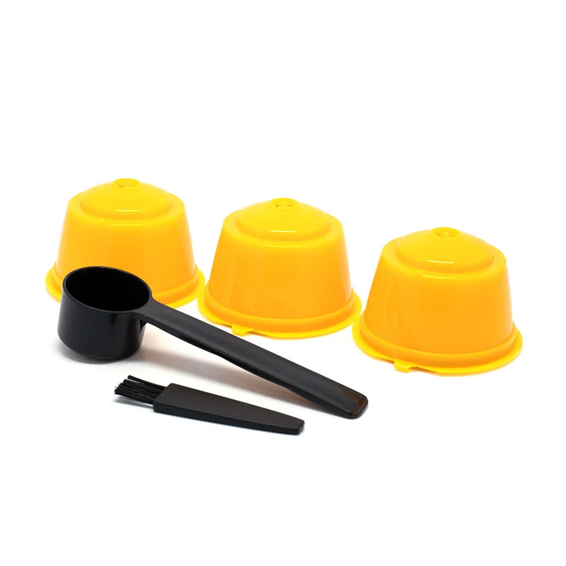 3Pcs Fit For Dolce Gusto Coffee Filter Cup Reusable Coffee Capsule Filters With Spoon Brush