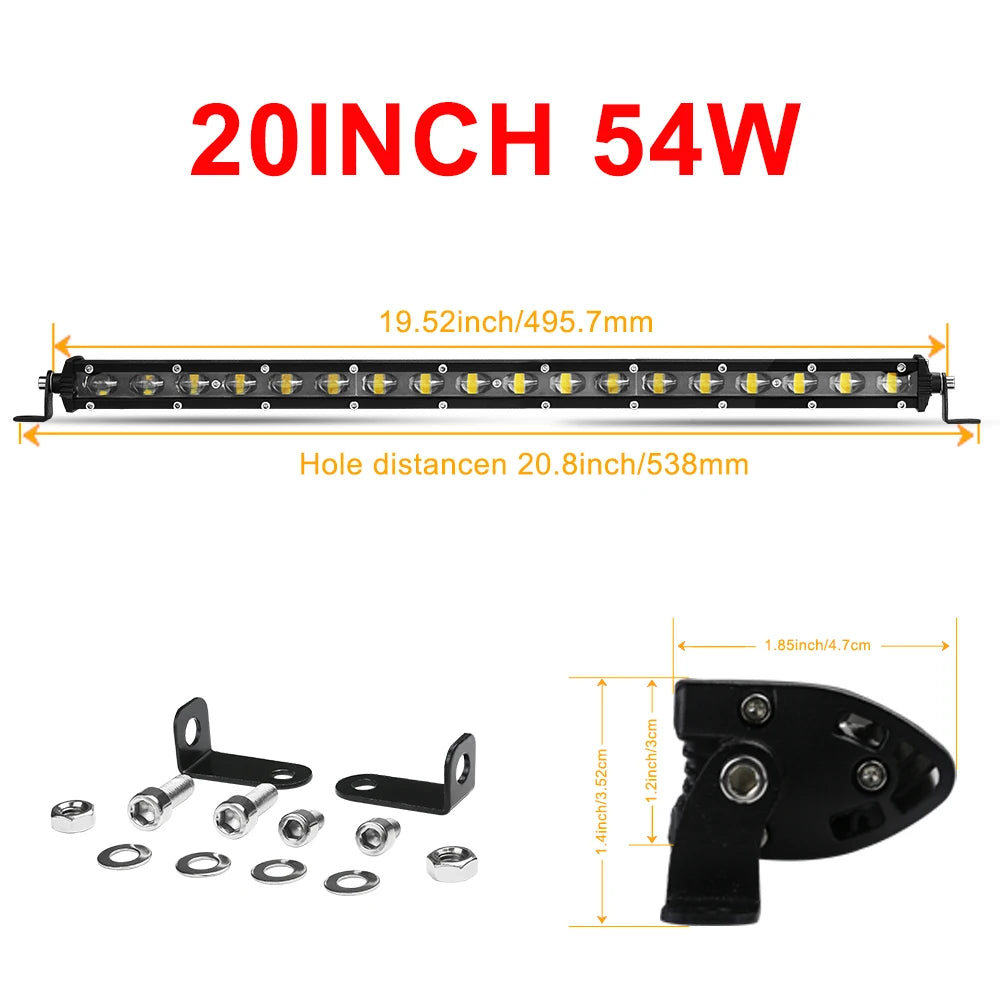 8D 8" 12V 24V Spotlight LED Light Bar Offroad Slim Barra LED Work Light Bar for Truck Atv Car Driving Fog Light Accessories 4x4