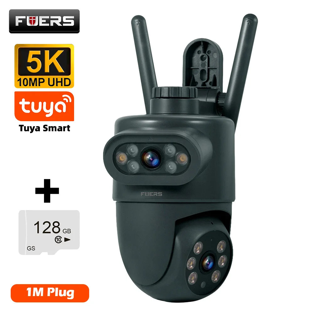 Dual Lens 10MP WiFi Security Camera with Auto Tracking & Night Vision