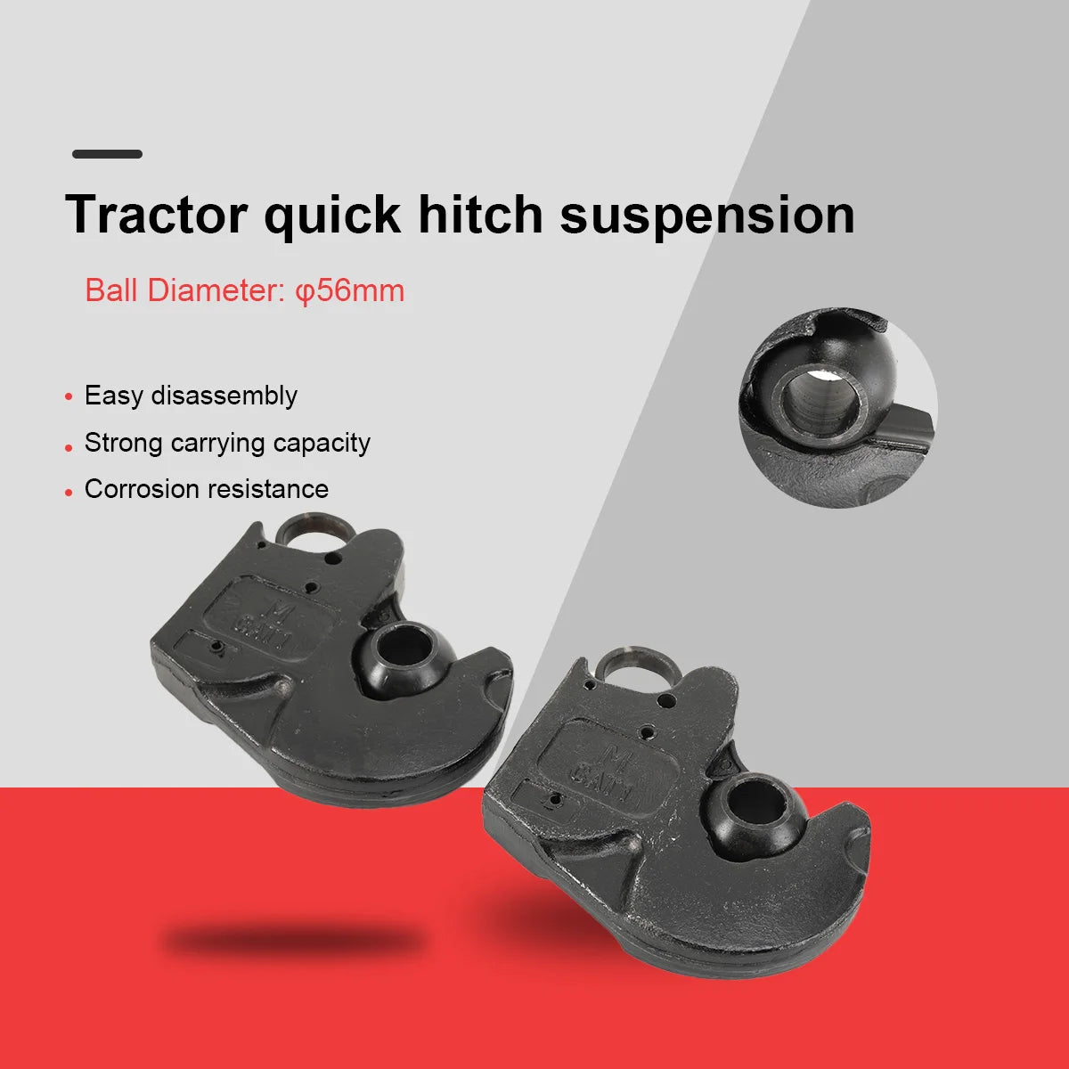 2-Pack CAT I Lower Link Quick Hitch Hooks with Balls for 60-120 HP Tractor 36MnCr5 Steel 7.5 Kg Each - Agricultural Tractor Hitch System 2-Pack CAT I Lower Link Quick Hitch Hooks with Balls – 60–120 HP Tractor 36MnCr5 Ste
