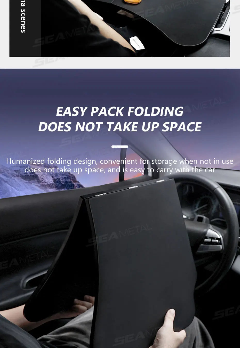 SEAMETAL Car Temporary Tray for Laptop Stable Large Load-Bearing Car Table Board Foldable Large Car Dining Table Drink Holder