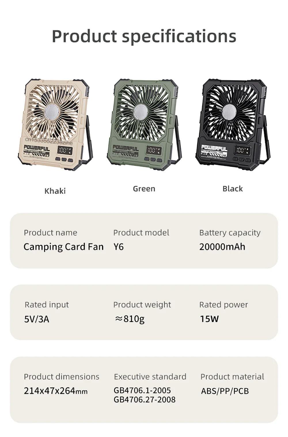 Camping Fan 20000mAh USB Rechargeable Wireless Tent Ceiling Fan Portable Hanging Camping Fan with Night Light and Remote Control