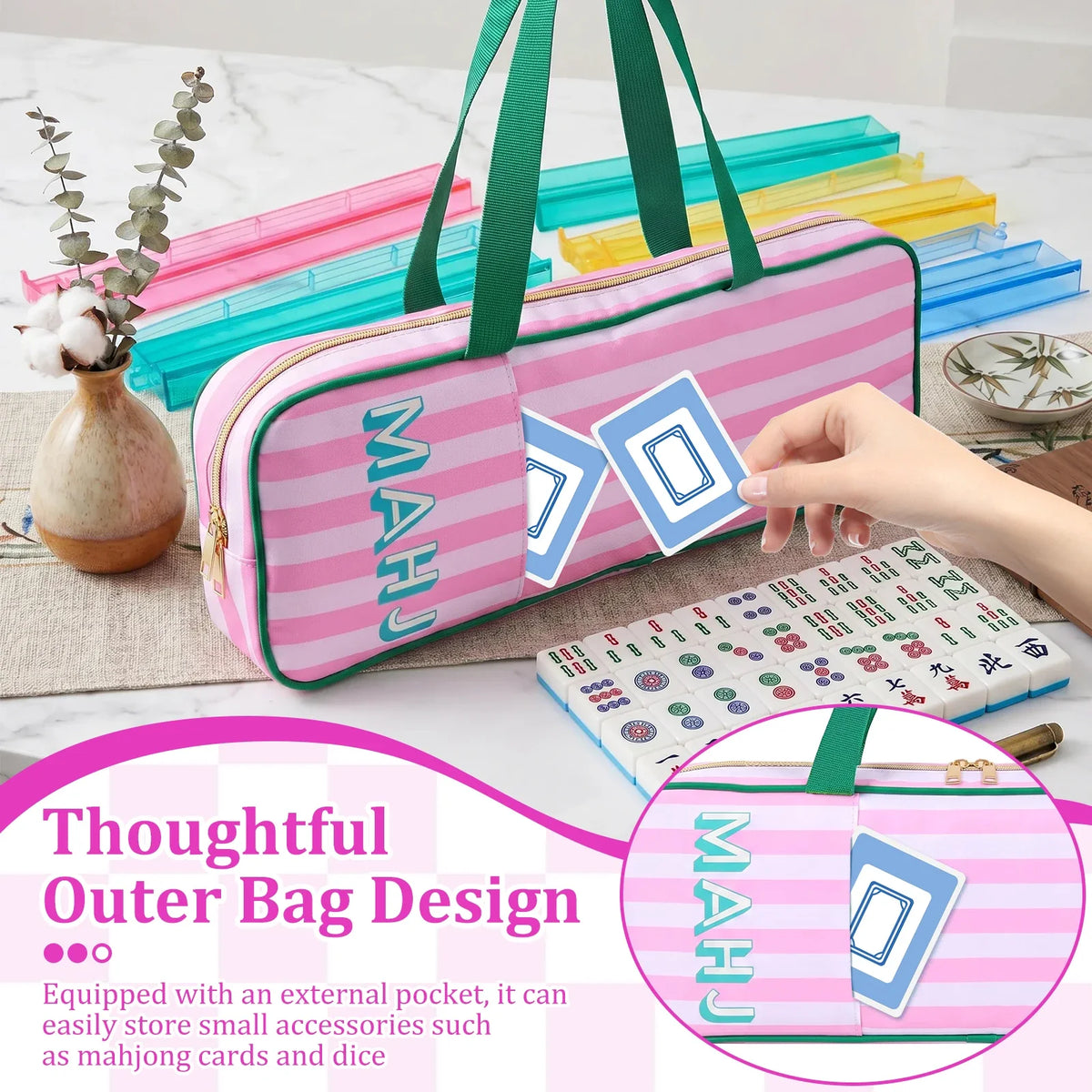 Mahjong Rack Carry Bag with Side Pocket