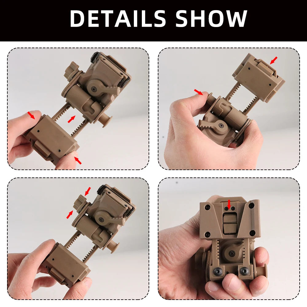 BOOIU Metal/Nylon L4G24 NVG Helmet Mount Holder for PVS15/18 GPNVG18 Goggle Night Vision Stent Outdoor Tactical Helmet Bracket