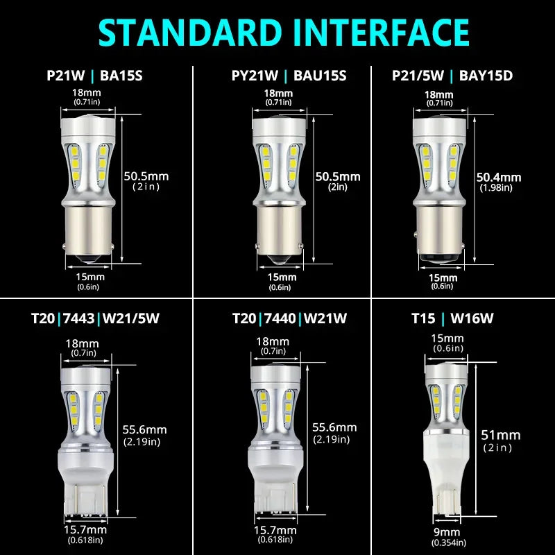 NAOEVO P21W LED автомобилна крушка W16W PY21W T20 BA15S T15 W21/5W 1300Lm BAY15D 1157 W21W BAU15S 7443 за Lada DRL крушка P21/5W 1156 3030 7440