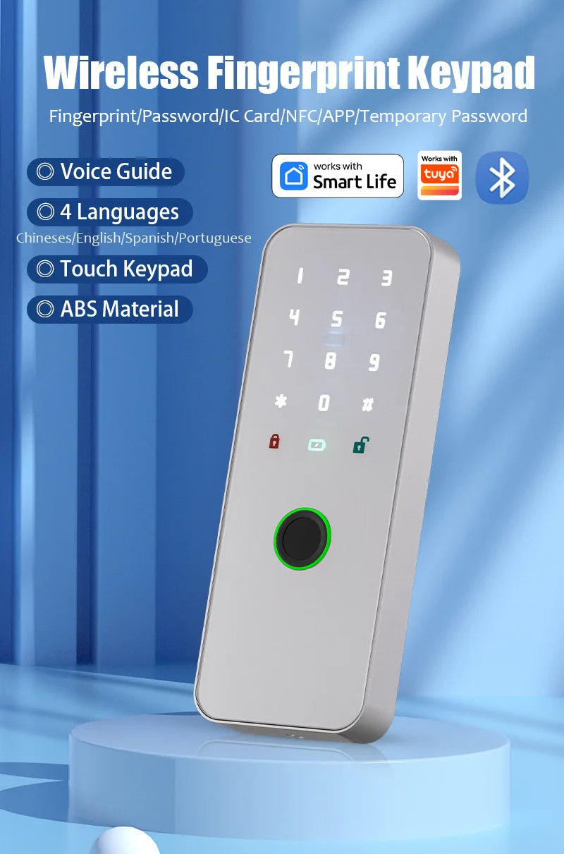 Nueva cerradura de puerta con huella digital y contraseña, desbloqueo por huella y por contraseña, diseño de cerradura oculta sin agujero, control remoto invisible con 2 mandos a distancia y 2 tarjetas deslizables
