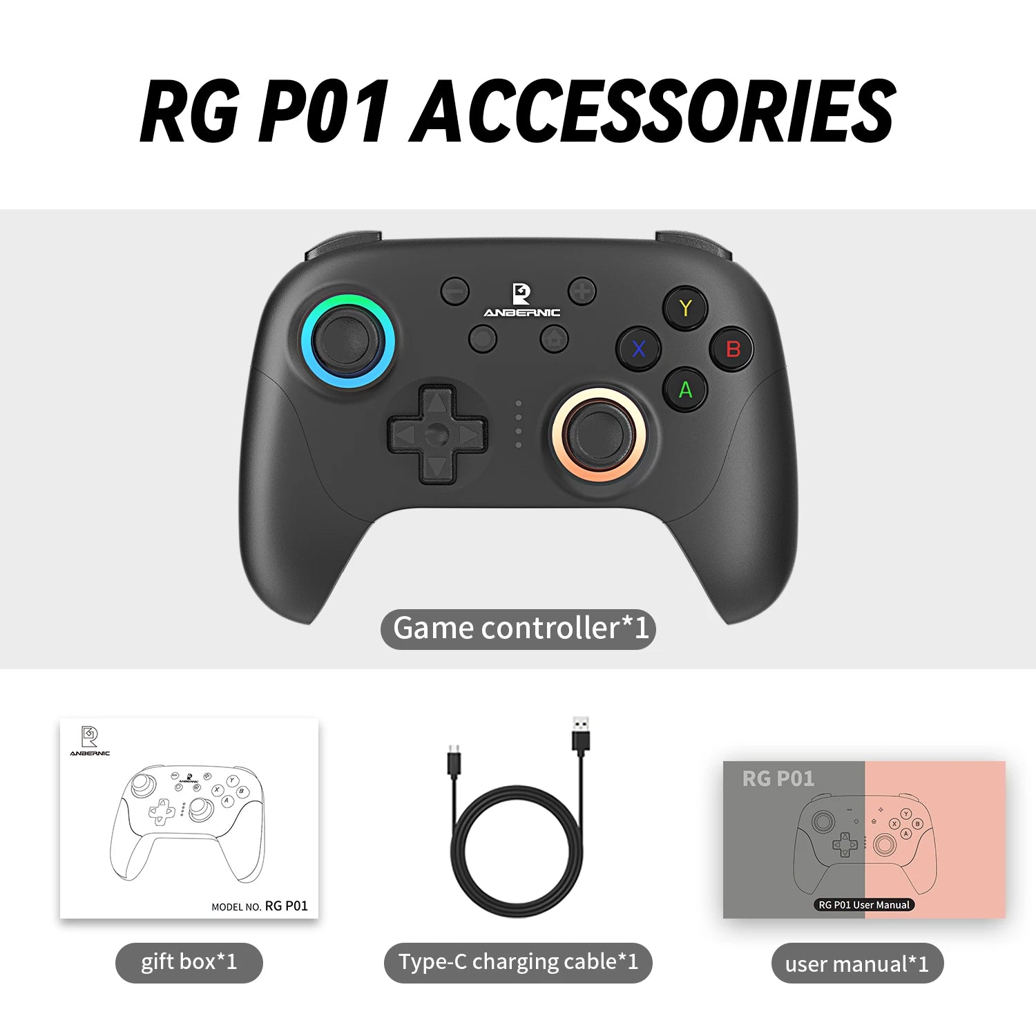Wireless Gaming Controller with Hall Effect Triggers and Joysticks
