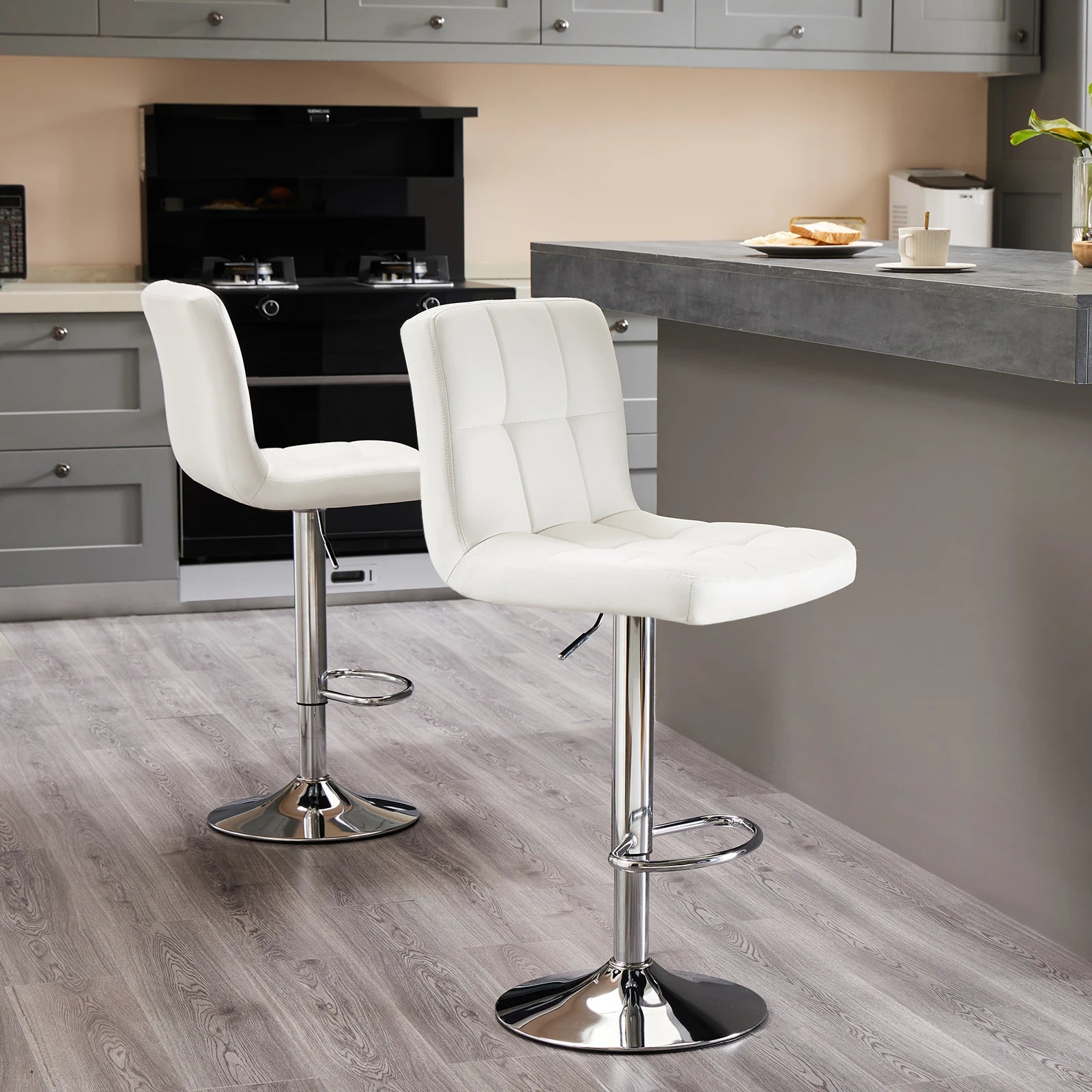 Adjustable Swivel Bar Stool Chair with Backrest Cushion