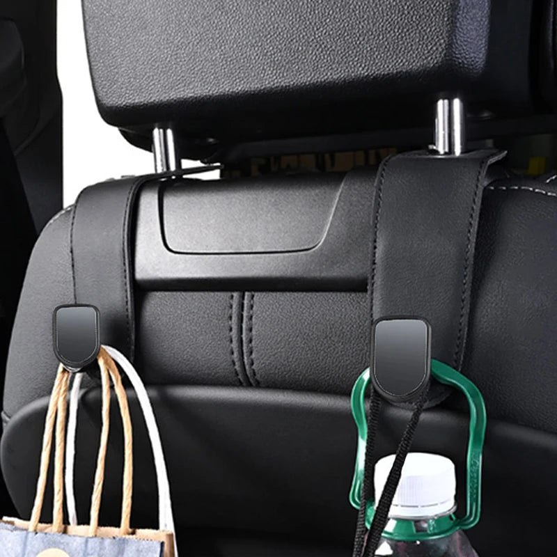 SEAMETAL Hidden Car Back Seat Hook Headrest Suede Leather Soft Hanging Hook 20kg Load-Bearing Wear-Resistant Rear Row Hanger