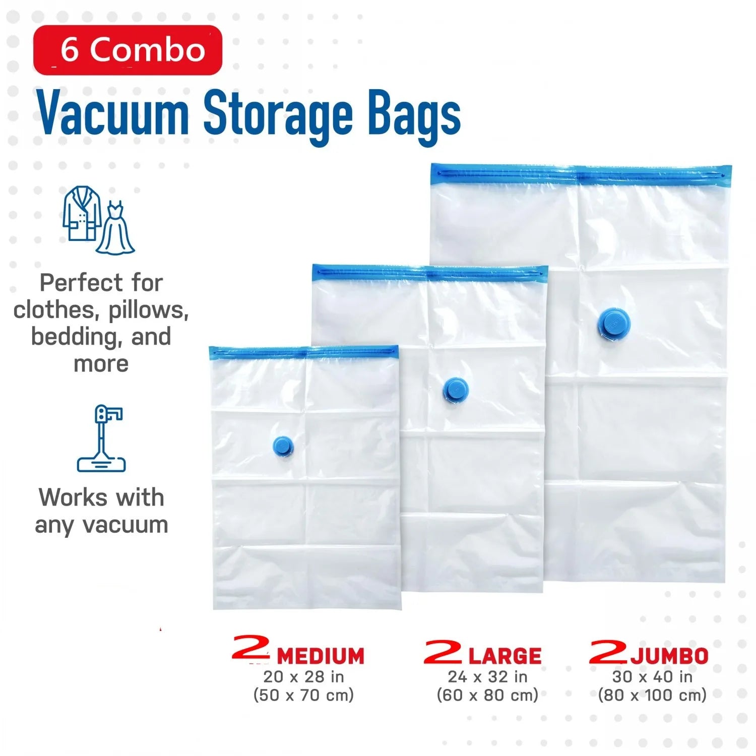 Vacuum Storage Bag for Clothing, Comforters, Blankets, Bedding Home Packing Organizers Not Include Pump
